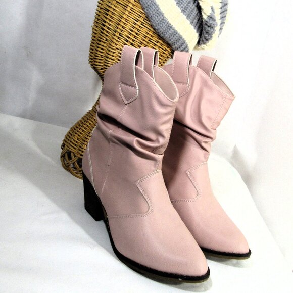 FANCY PINK COWGIRL BOOTS SIZE 8 USED ONCE, VERY CLEAN CHARLES ALBERT - Picture 4 of 11